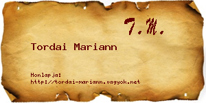 Tordai Mariann névjegykártya